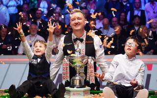 Kyren Wilson celebrated his first world title with his two young sons (Mike Egerton/PA)