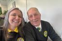 Volunteer co-ordinator Tracey Daley with Runcotn Linnets FC president Alan Jones