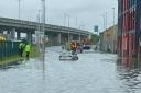 The car stranded in flood water in Widnes
