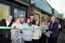 Cllr Tony Higgins opening the new charity shop with staff and users  shop_opening_mba260115.jpg