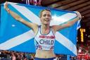 Scotland's Eilidh Child celebrates her silver medal in the Women's 400m hurdles. Picture courtesy of Press Association.