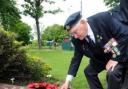 Ron Ball lays a wreath at The Cenotaph in Victoria Park to mark the 70th anniversary of D-Day