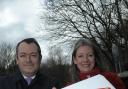 Shadow Transport Secretary Michael Dugher and Julia Tickridge, Labour's general election candidate for Weaver Vale