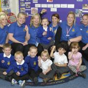 Staff and pupils celebrating at Gorsewood Pre-School