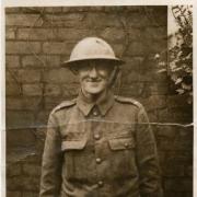Todger in his bullet-ridden helmet (Photo: Cheshire Military Museum)