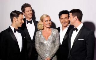 Members of Il Divo with Katherine Jenkins