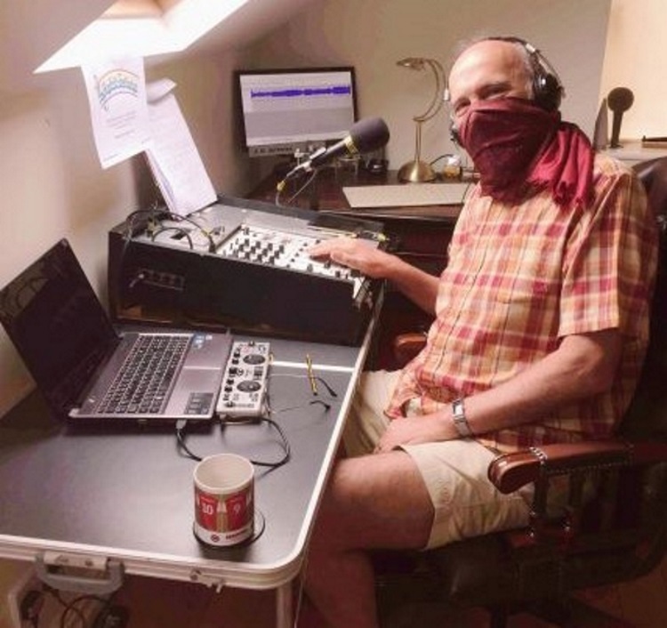 Hospital radio presenter Jim Jefferies at his home studio