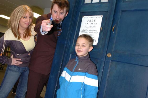 Louis Jolly, aged eight, meets Dr Who and his assistant Picture: Ian Park IPR20310