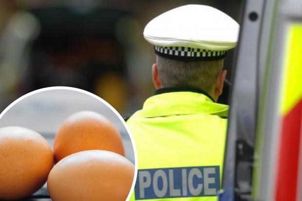 Eggs have been thrown from a car in Neston.