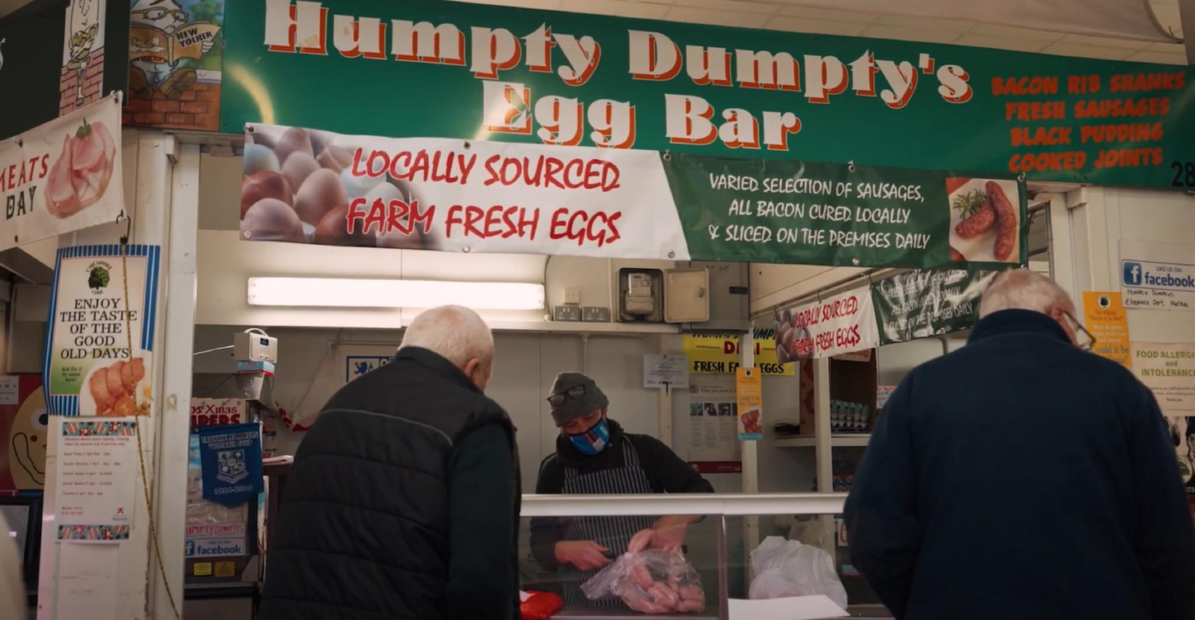 Humpty Dumptys in Ellesmere Port Market.