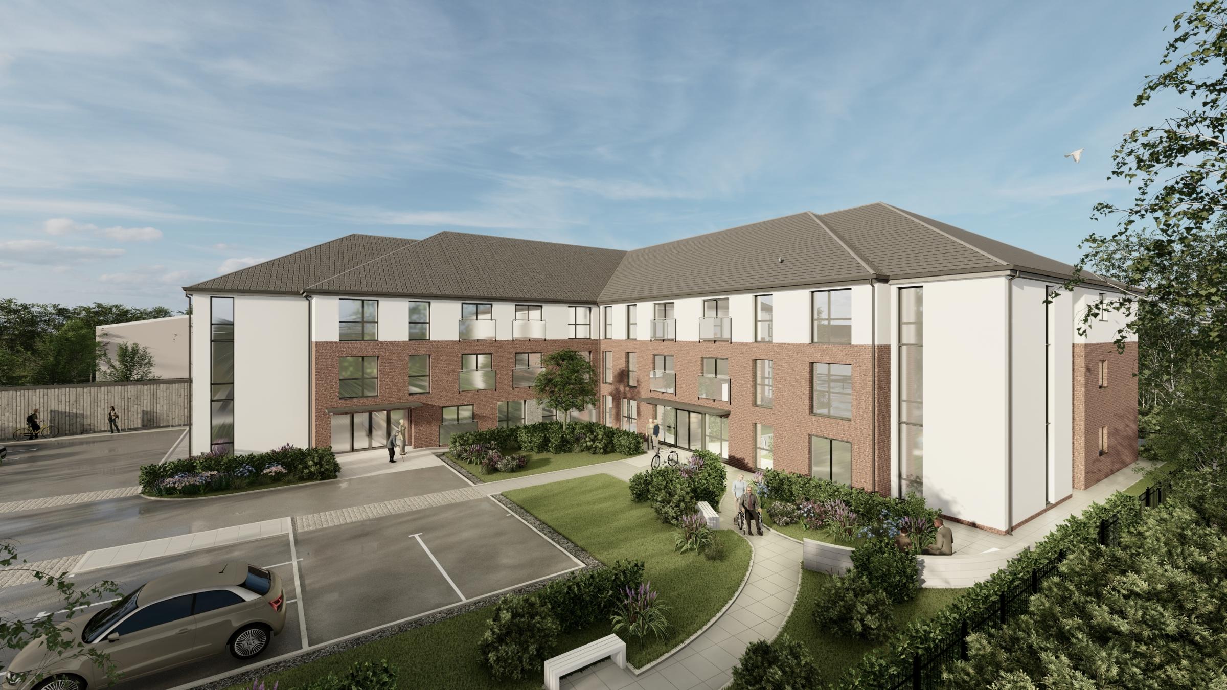 Artist impression of new retirement development at Bechers, Widnes, on site of old Upton Medical Centre. Photo credit Baldwin Design Consultancy Ltd.