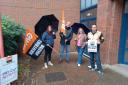 GMB members at Swindon Borough Council picketing the building on a previous dispute