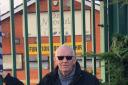 Mick Millea outside the padlocked Moorfield grounds in Widnes