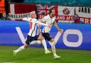 Phil Foden and Harry Kane celebrate the second goal of England's semi-final win against Denmark. Picture: PA Wire