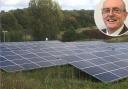 The solar farm at St Michael's Golf Course and (inset) Cllr Phil Harris