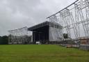 The stage being erected at Creamfields