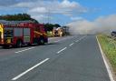 Fire fighters are currently tackling the blaze after a HGV set on fire on the M62 Westbound