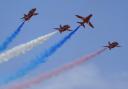 The Red Arrows will fly over the area on Friday