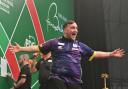 Luke Littler after his nine-darter against Nathan Aspinall in the Bahrain Masters in January