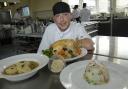 Mark Carroll with two tasty dishes made from one chicken