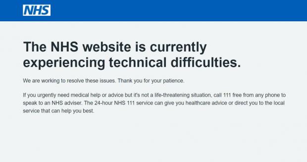 Runcorn and Widnes World: NHS booster website was experiencing technical issues (Screengrab) 