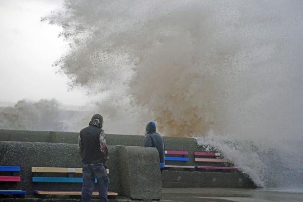 Waves on the sea front at New Brighton in Merseyside as Storm Barra hit the UK and Ireland with disruptive winds, heavy rain and snow. Photo taken on Wednesday, December 8, 2021 by PA.