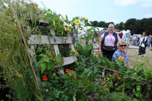 Runcorn and Widnes World: Angela Ball and Sue Gatfield at the 'Foraging in the Garden' RHS Tatton Flower Show display