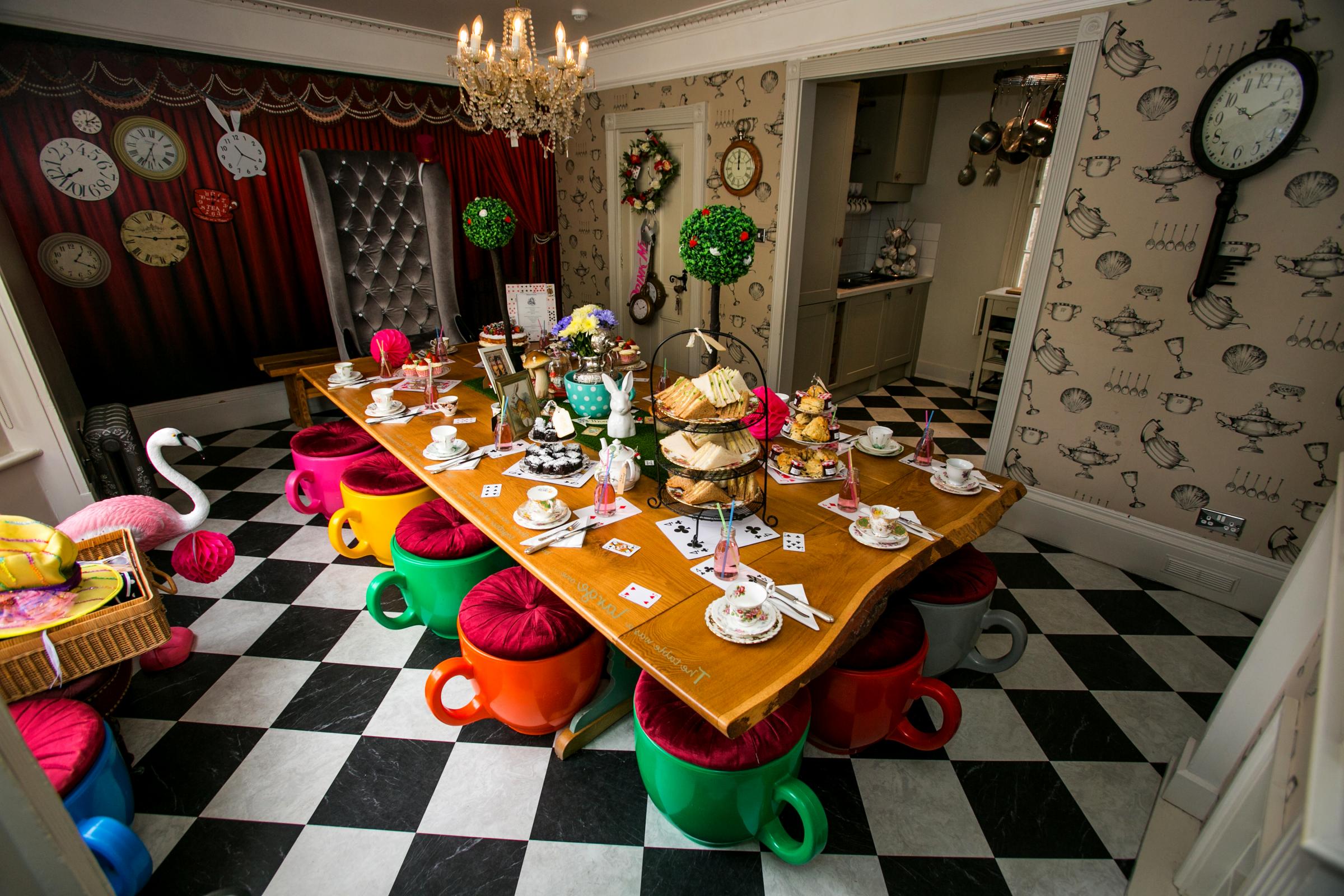 Inside one of the Alice in Wonderland themed homes. Picture: SWNS