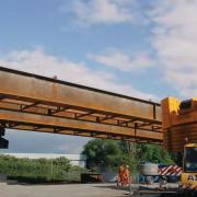 Huge metal beams have been delivered to the site