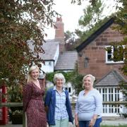 Sarah Weaver of Redrow with Daresbury resident Eleanor Brittain and Debbie Healey from the Daresbury Residents Group