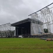 The stage being erected at Creamfields