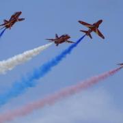 The Red Arrows will fly over the area on Friday
