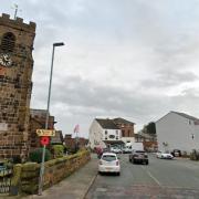A car smashed into the wall at St Luke's Church in Farnworth