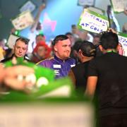 Luke Littler's walk to the stage at the Bahrain Darts Masters