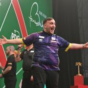 Luke Littler after his nine-darter against Nathan Aspinall in the Bahrain Masters in January
