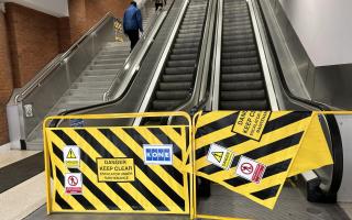 The out of order escalators at Trident Retail Park in Runcorn
