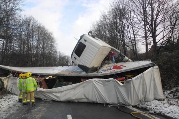 Two people taken to hospital after lorry crash